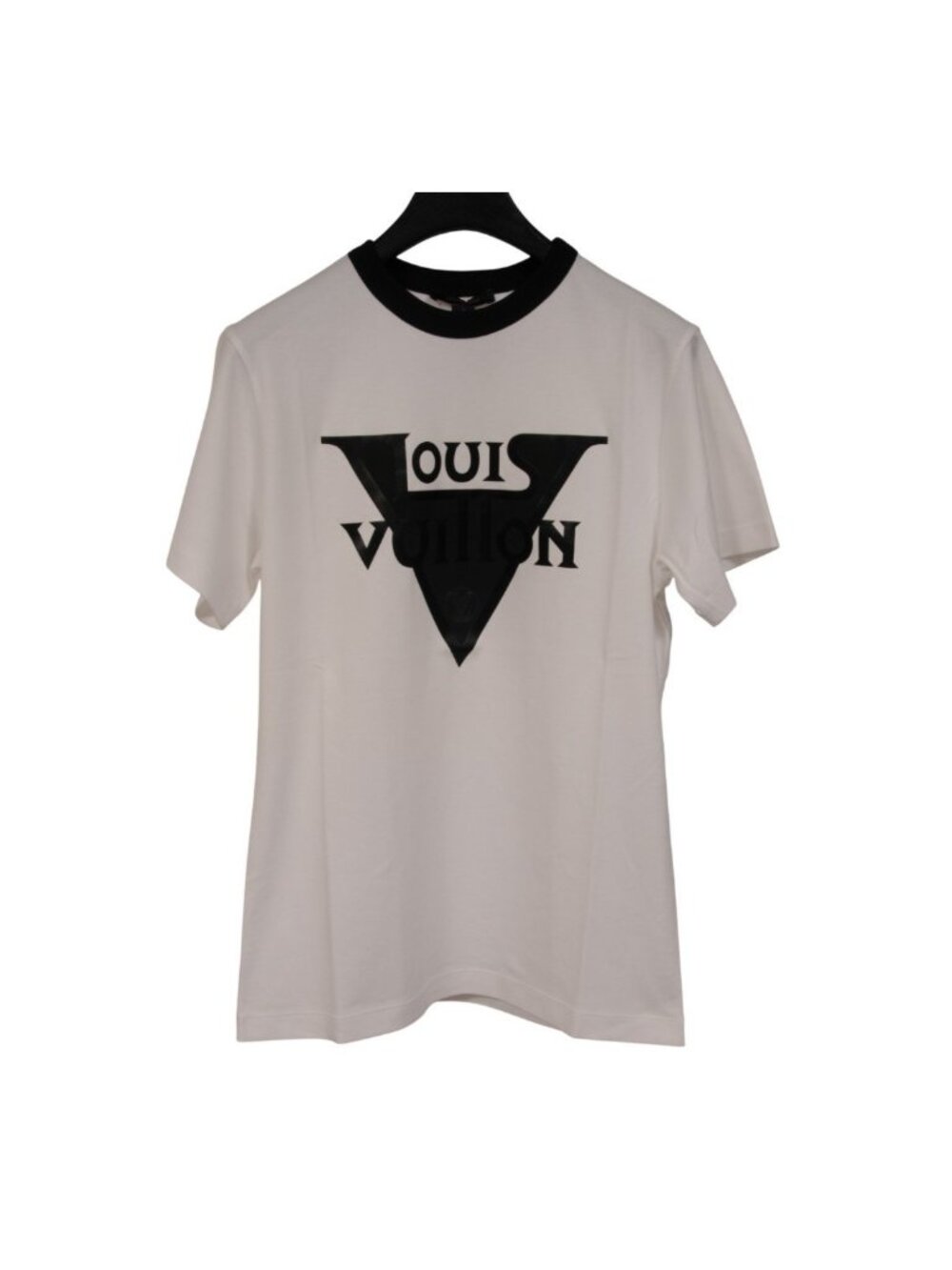 Louis Vuitton Womens V Logo Crewneck T Shirt Size Small White Black Cotton